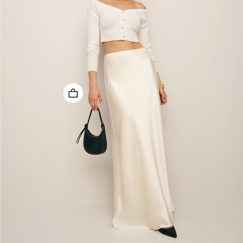 Reformation Petites Bella Satin Skirt Fior Di Latte